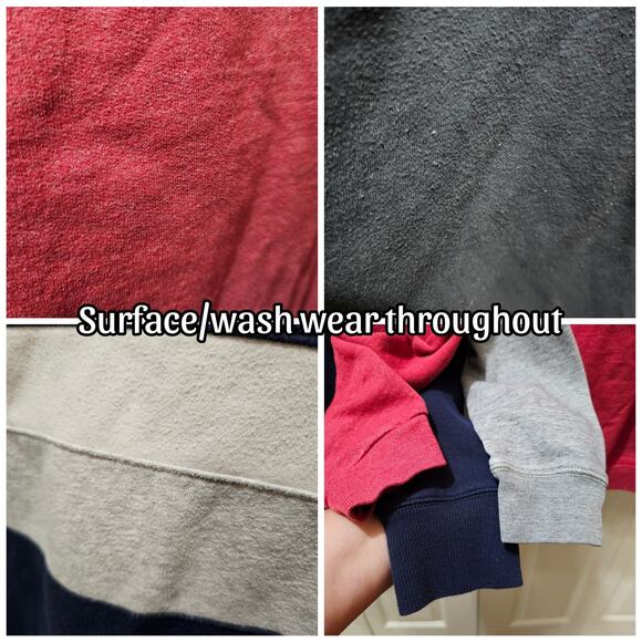 3 Sweatshirts Size Small Solid Red Blue Striped Solid Gray Hanes Old Navy Men's - Picture 3 of 4